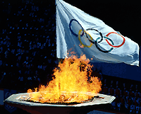 Rings and fire, symbols of the International Olympic Committee