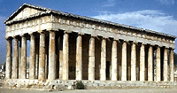 De Tempel van Hephaistos bovenop de Kolonos Agoraios heuvel in de Oude Agora
