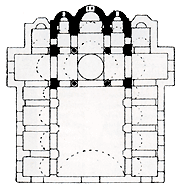 Het grondplan van de Sotira tou Kottaki kerk in Athene
