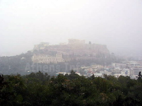 The Acropolis in the snow