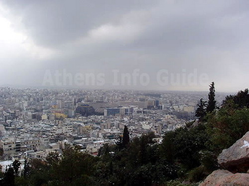 Zicht op Athene vanaf de Philopappou Heuvel