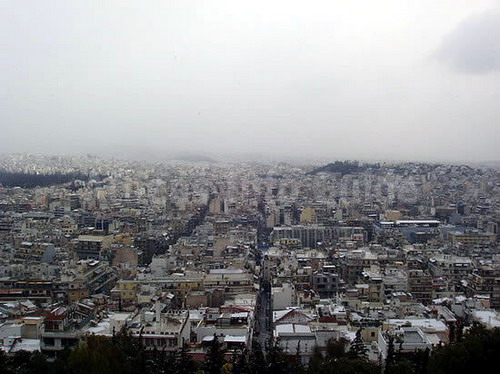 Snow clouds over Athens