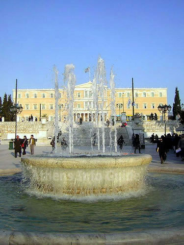 De fontein van het Syntagma Plein