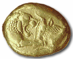 Золотой статер лидийского царя Креза (561-545 г.г. до н.э.) - Музей нумизматики