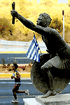 Statue of Pheidippides on the marathon route in Rafina