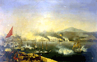 The Naval Battle of Navarino (1827) - Oil painting by Carneray