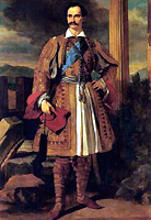 Koning Otto van Griekenland in de foustanella, de lokale Griekse klederdracht die de officiele kledij aan het hof van Koning Otto werd