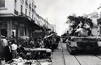 German tanks rolling through the streets of Athens
