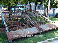 The original main gate of the National Technical University of Athens (Polytechnieion) as you can still see it at the entrance on the campus. It is a monument remembering the events of 17 November 1973