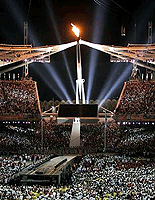 The Olympic fire in the Olympic stadium