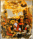 Казнь Святой Параскевы. Икона, подписанная Михаилом Дамаскеносом (XVI в.) — Музей Канеллопулоса